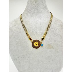 Gold Tuğralı Nazar Boncuklu Kolye